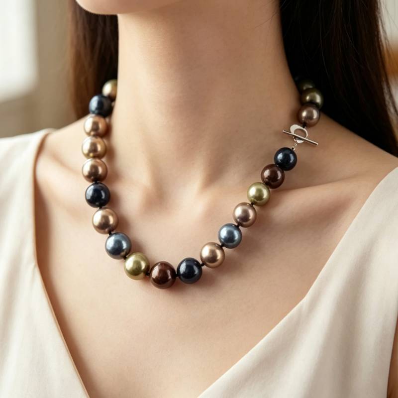 Huge 12mm Multicolor Round Sou - Mother Of Pearl Shell Pendant Necklace recension och pris