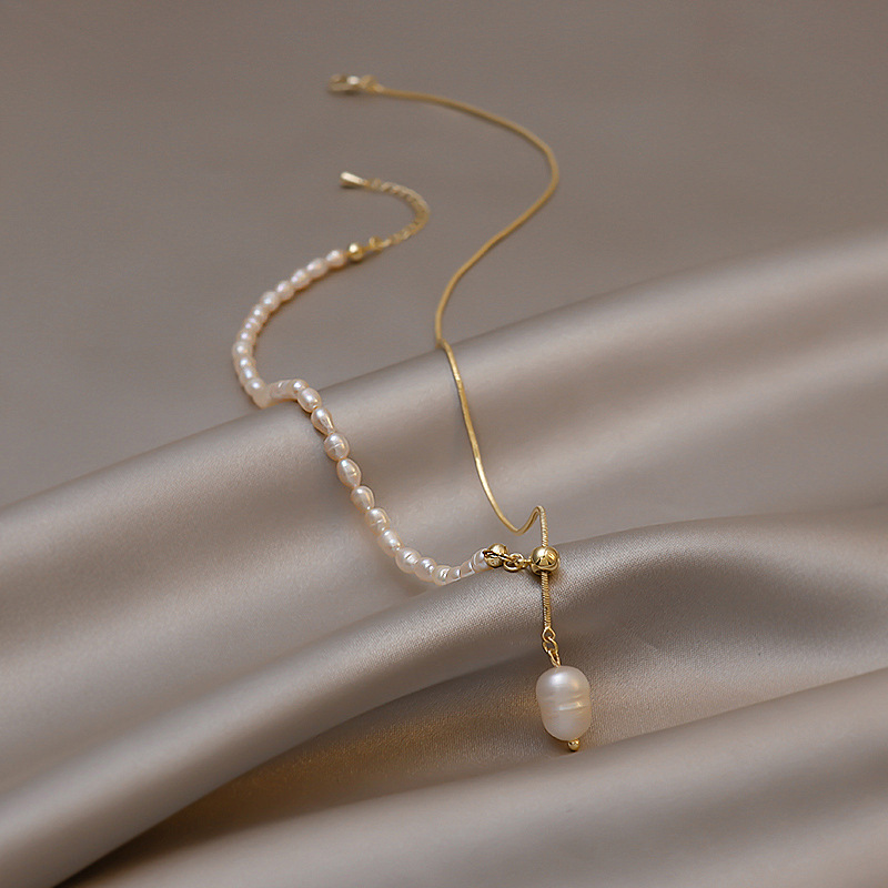 100% Natural Freshwater Pearl  - Baroque Pearl Pendant Necklace Gold recension och pris