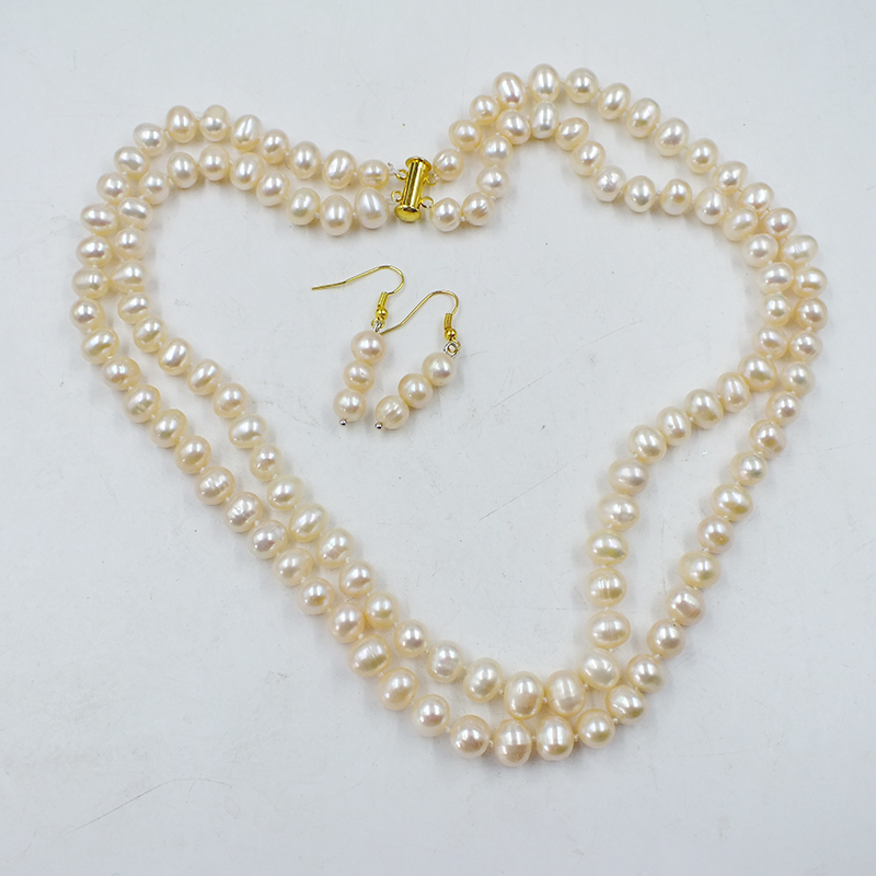 2-row 8-9MM natural pink cultu - Freshwater Cultured Pearl Necklace 8-9Mm recension och pris