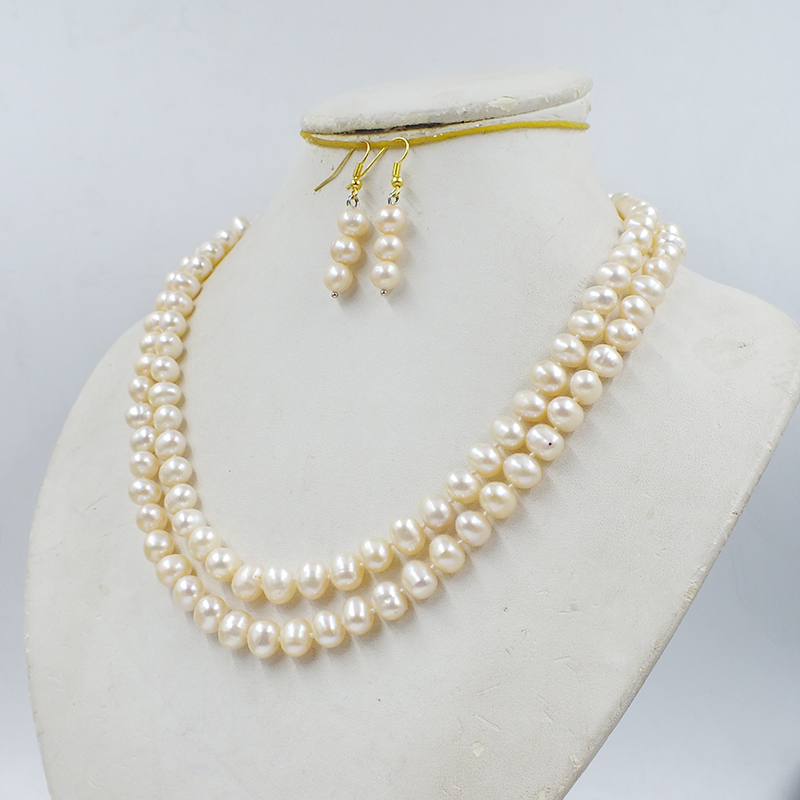 2-row 8-9MM natural pink cultu - Freshwater Cultured Pearl Necklace 8-9Mm recension och pris