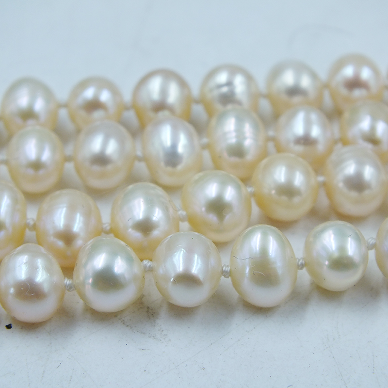 2-row 8-9MM natural pink cultu - Freshwater Cultured Pearl Necklace 8-9Mm recension och pris