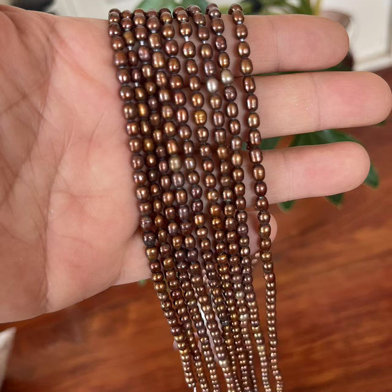Wholesale 16 inches 3-4mm Natu - Natural Freshwater Pearl Strand Loose Beads recension och pris