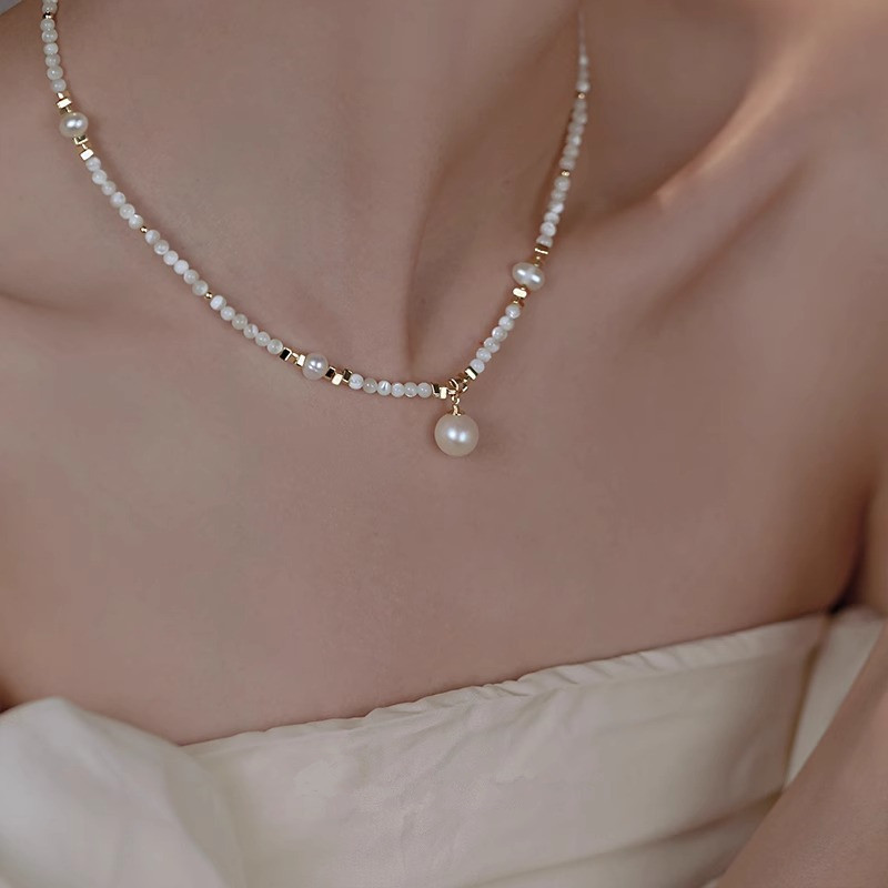 New Style Trendy Natural Fresh - Baroque Pearl Pendant Necklace Gold recension och pris