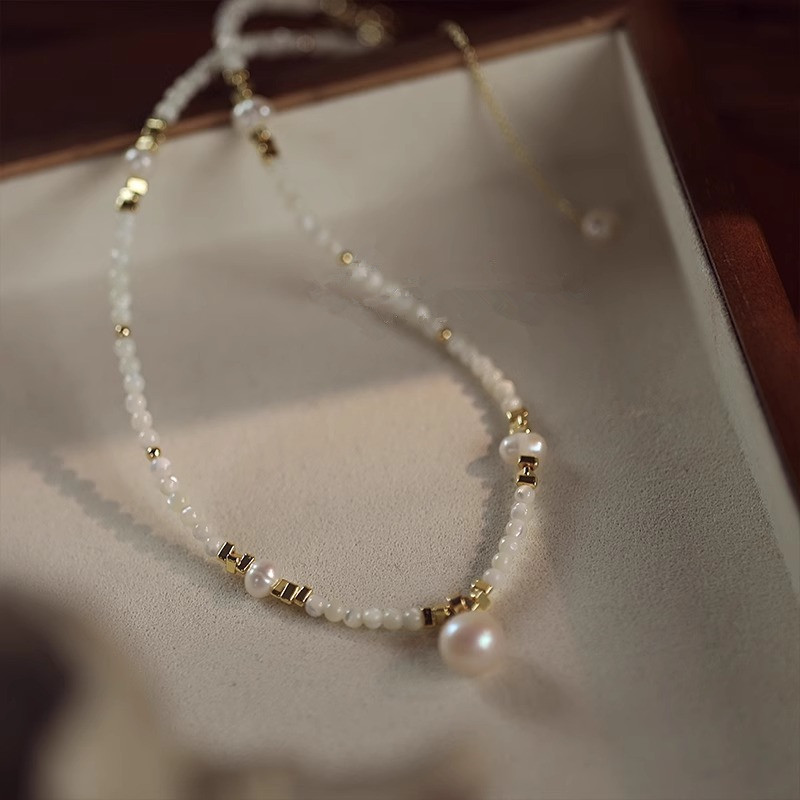 New Style Trendy Natural Fresh - Baroque Pearl Pendant Necklace Gold recension och pris