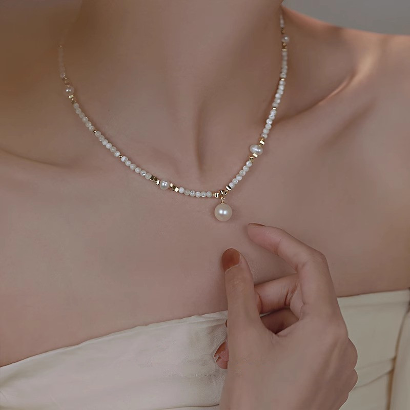 New Style Trendy Natural Fresh - Baroque Pearl Pendant Necklace Gold recension och pris