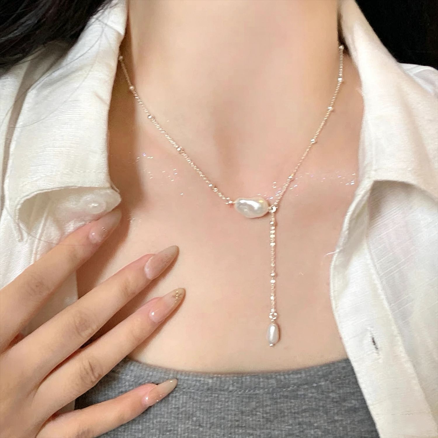 Elegant Silver Color Beaded Pe - Silver Bead Clasps For Pearl Necklace recension och pris