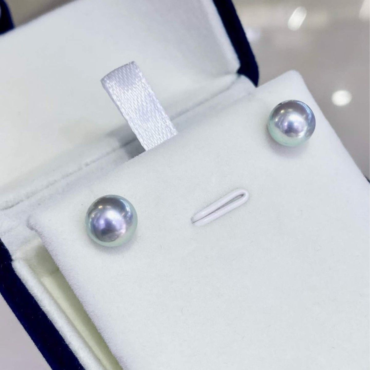 8-9mm Silver Grey Akoya Seawat - Akoya Pearl Stud Earrings Sterling Silver recension och pris