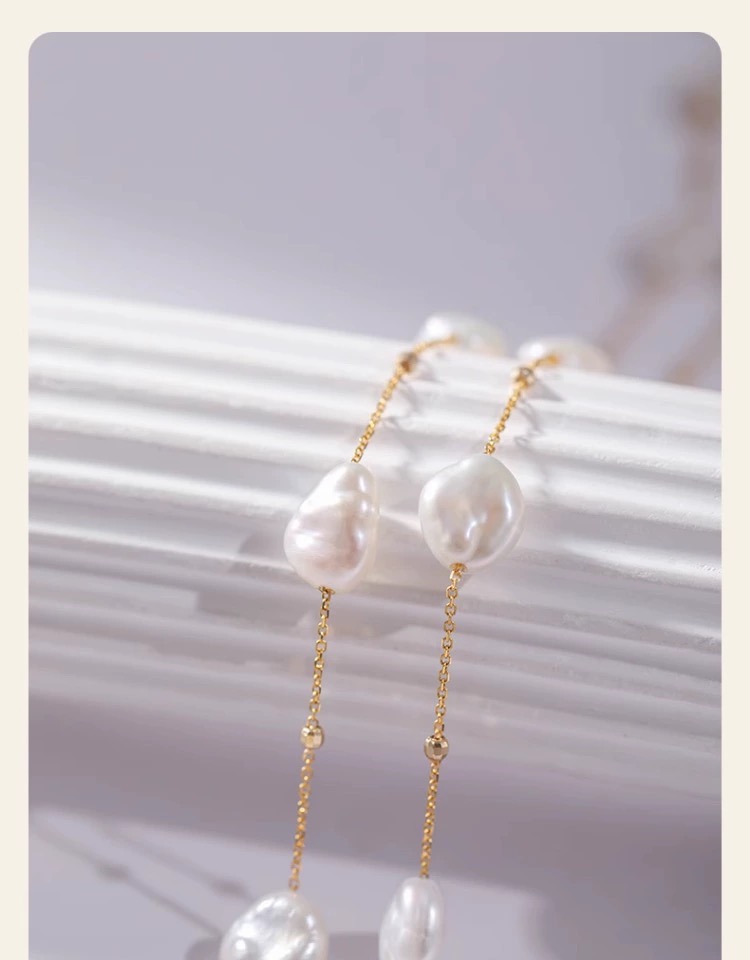 Fine Jewelry Real 18K Gold Nec - Baroque Pearl Pendant Necklace Gold recension och pris