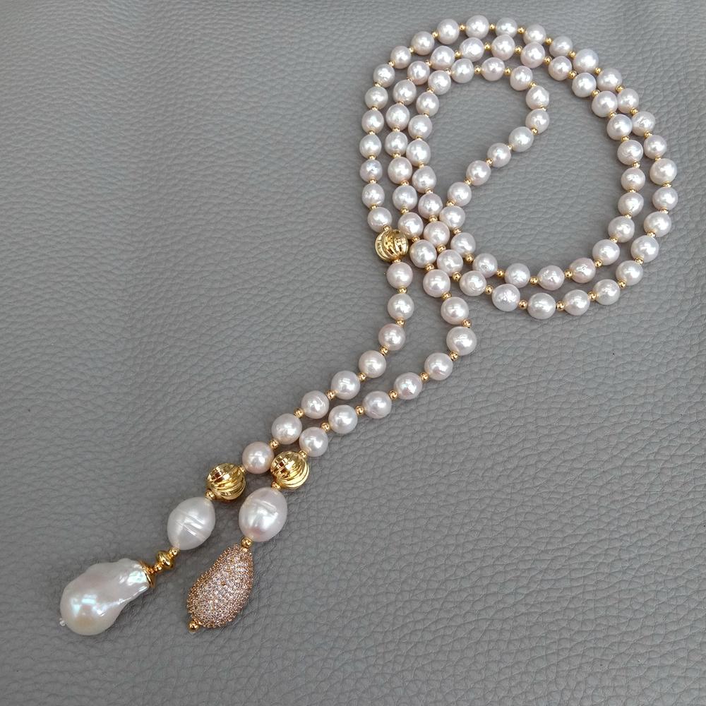 KKGEM 15x22mm White Keshi Pear - Freshwater Cultured Pearl Necklace 8-9Mm recension och pris
