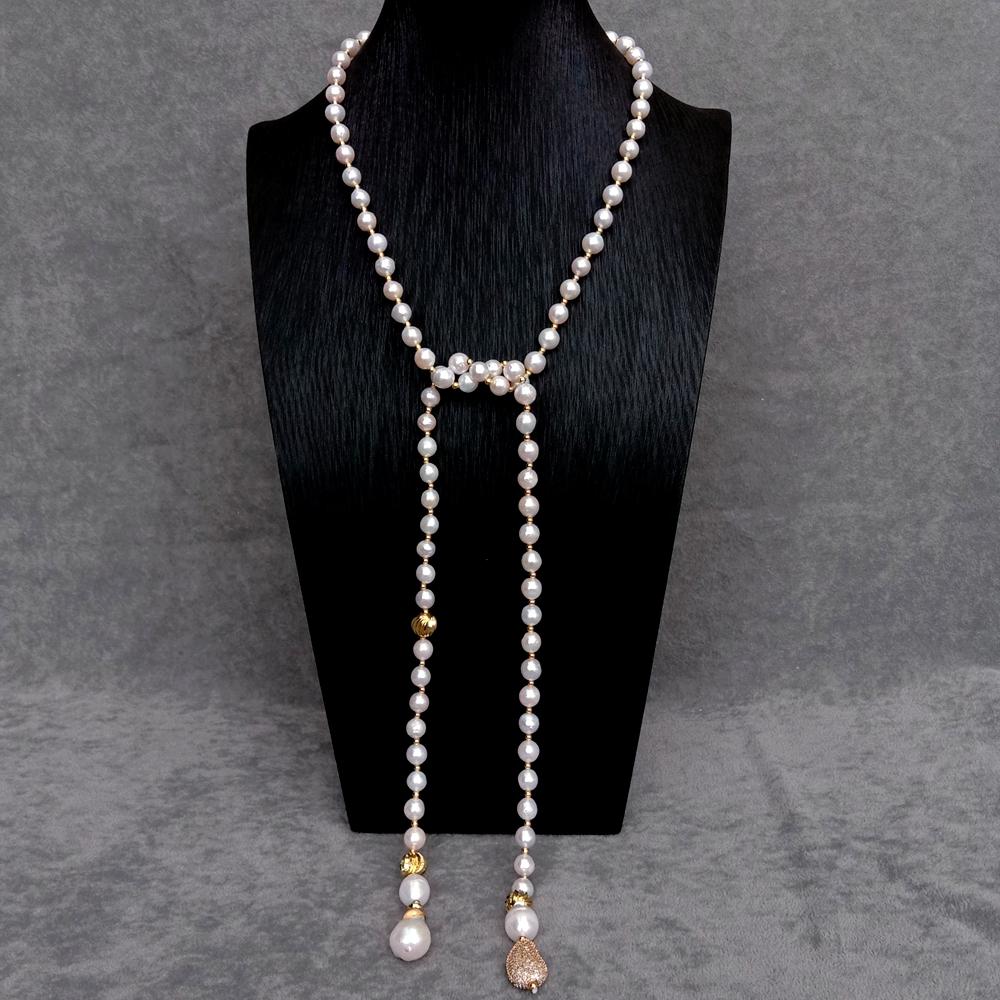 KKGEM 15x22mm White Keshi Pear - Freshwater Cultured Pearl Necklace 8-9Mm recension och pris