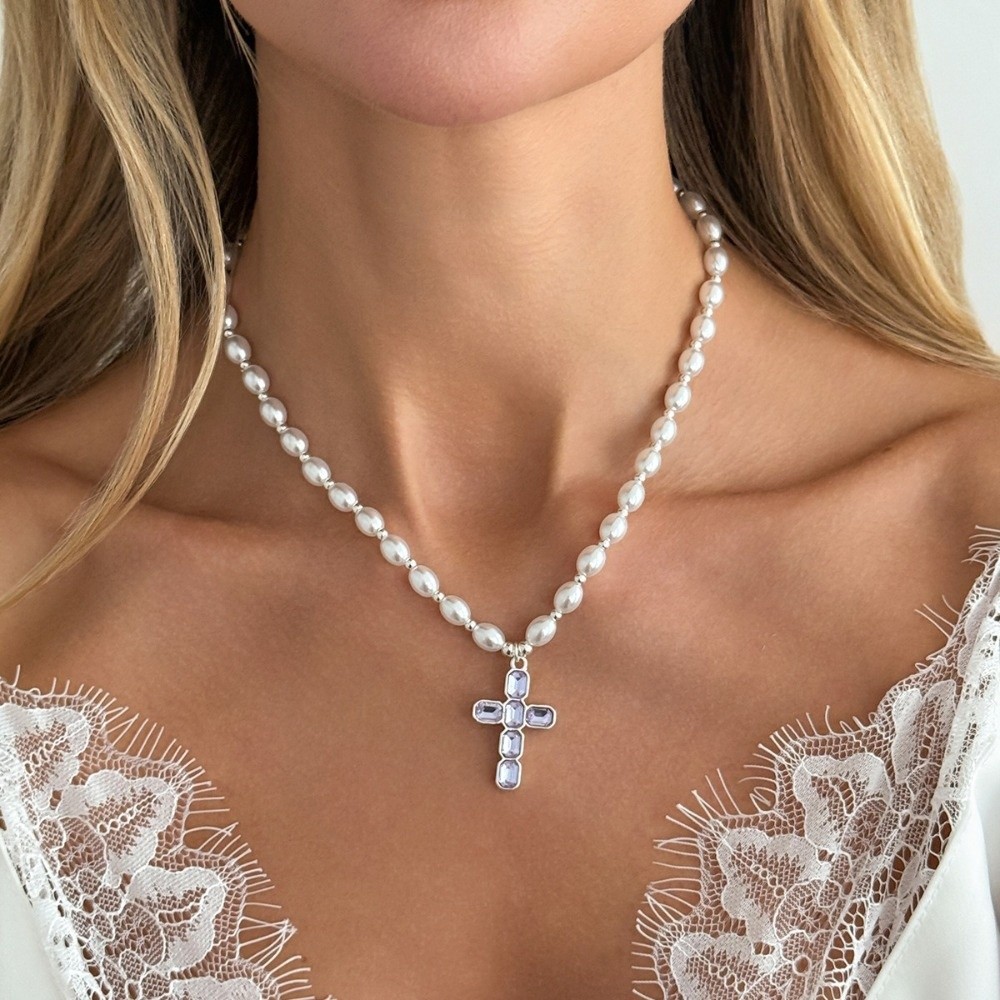 Fashion Cross Pendant Pendant  - Silver Bead Clasps For Pearl Necklace recension och pris