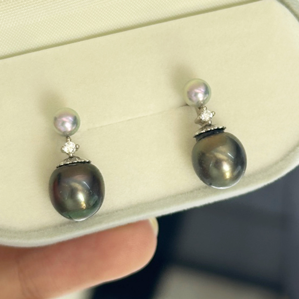 925 Silver Double Seawater Pea - Akoya Pearl Stud Earrings Sterling Silver recension och pris