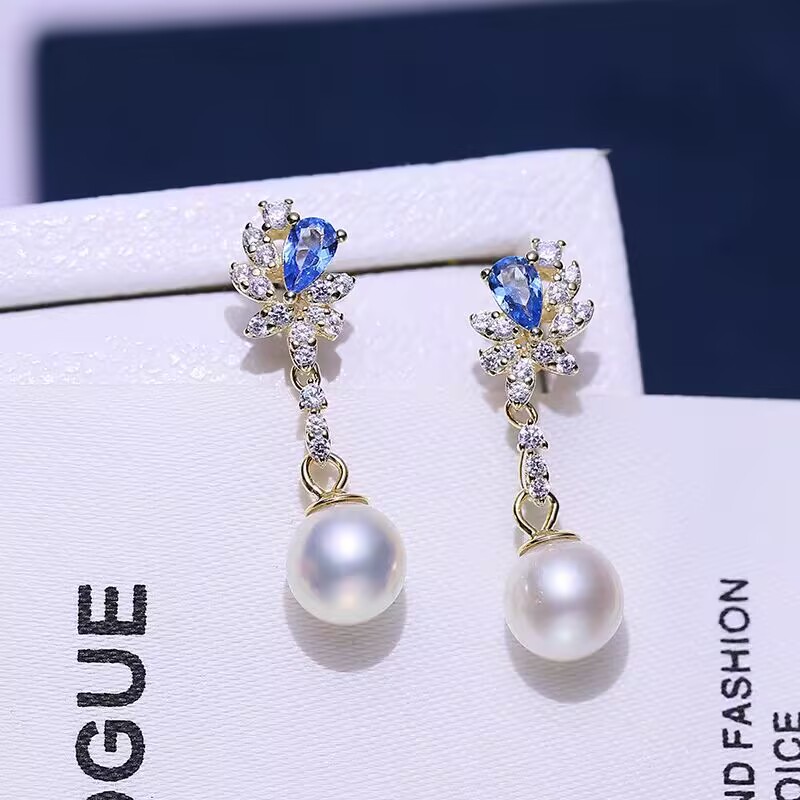 Long Pearl Earrings AAAA 9-10m - Akoya Pearl Stud Earrings Sterling Silver recension och pris