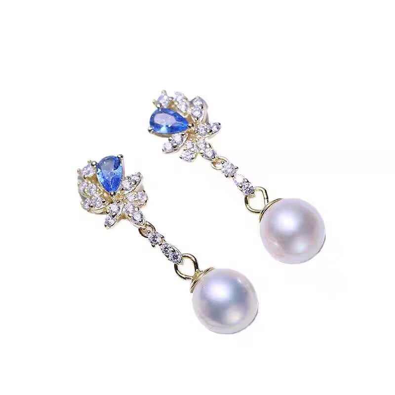 Long Pearl Earrings AAAA 9-10m - Akoya Pearl Stud Earrings Sterling Silver recension och pris
