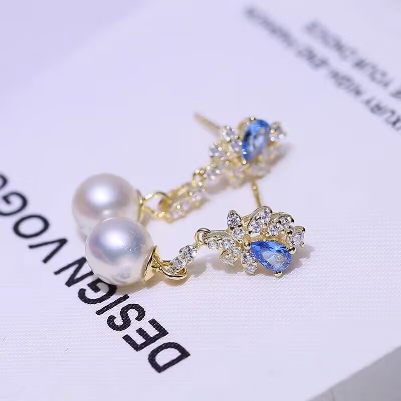 Long Pearl Earrings AAAA 9-10m - Akoya Pearl Stud Earrings Sterling Silver recension och pris
