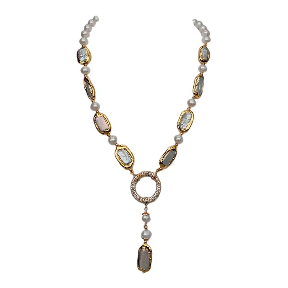 YYGEM Natural 8-9mm Round Rect - Freshwater Cultured Pearl Necklace 8-9Mm recension och pris