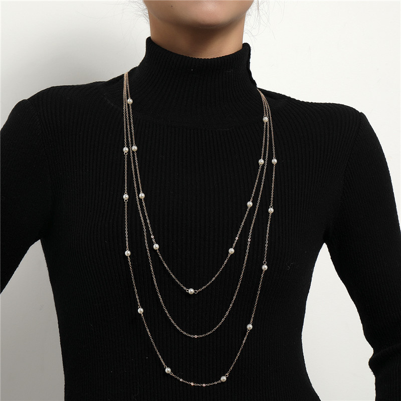 Gold Color Multilayer Long Imi - Baroque Pearl Pendant Necklace Gold recension och pris