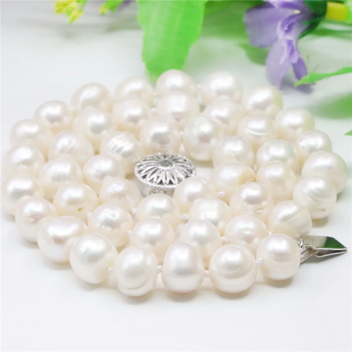 7-8/8-9mm Near Round White Ako - Freshwater Cultured Pearl Necklace 8-9Mm recension och pris
