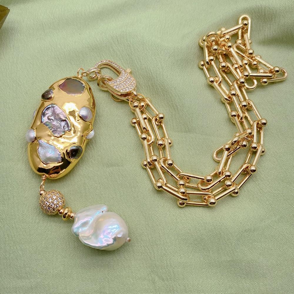 Kkgem 17x23mm White Baroque Pe - Baroque Pearl Pendant Necklace Gold recension och pris