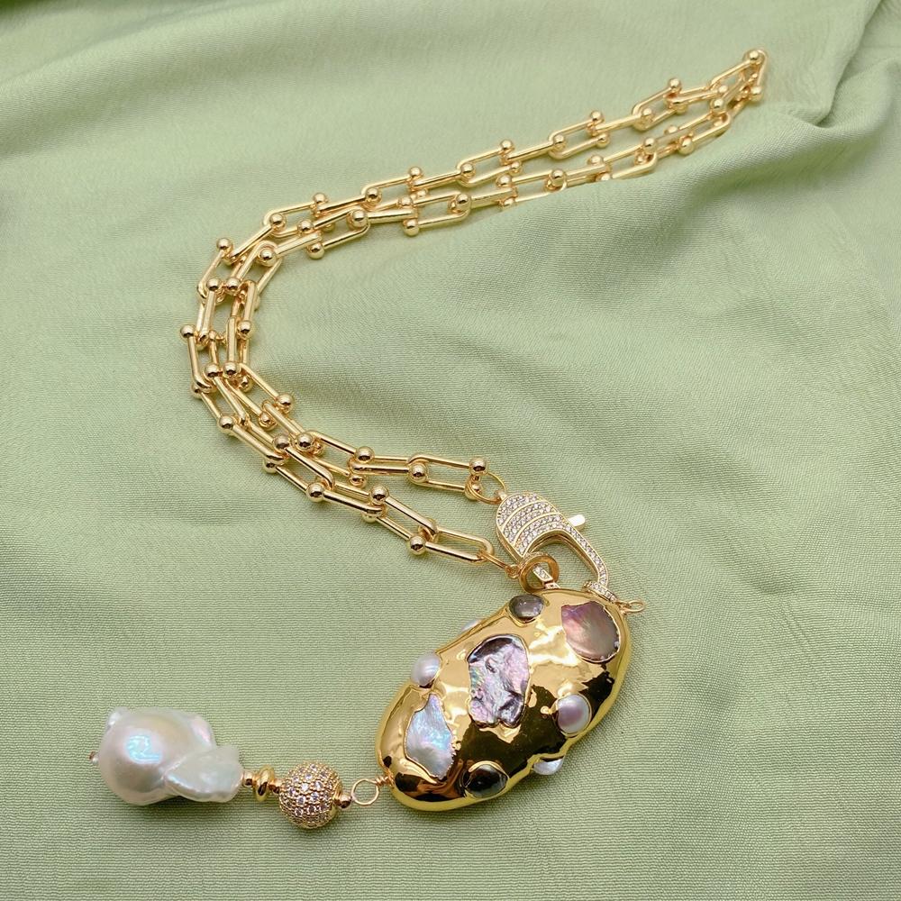 Kkgem 17x23mm White Baroque Pe - Baroque Pearl Pendant Necklace Gold recension och pris