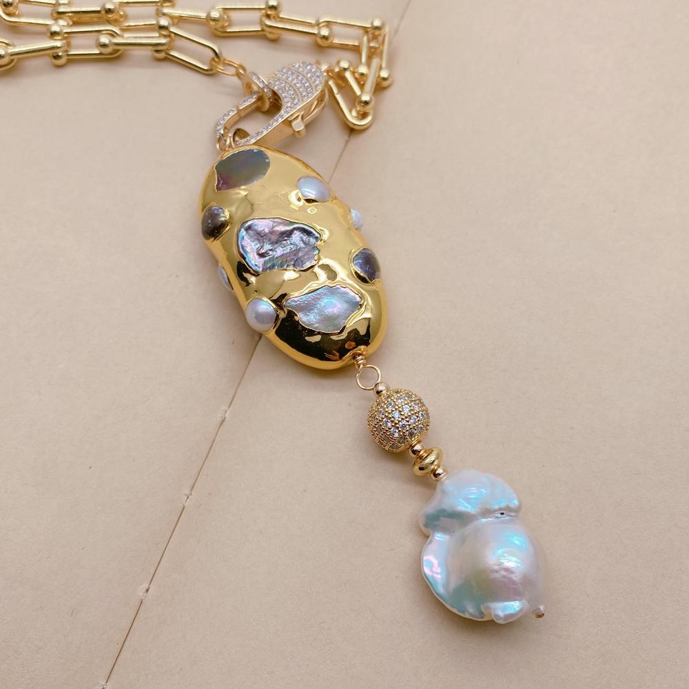 Kkgem 17x23mm White Baroque Pe - Baroque Pearl Pendant Necklace Gold recension och pris
