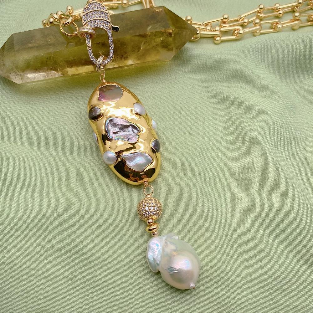 Kkgem 17x23mm White Baroque Pe - Baroque Pearl Pendant Necklace Gold recension och pris