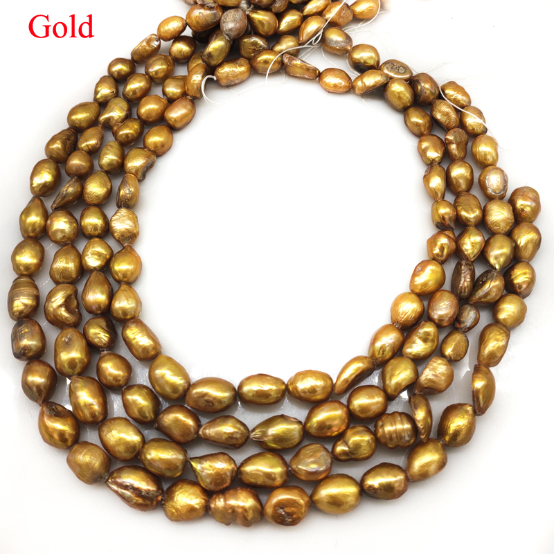 16 inches 10-15mm Gold Natural - Natural Freshwater Pearl Strand Loose Beads recension och pris